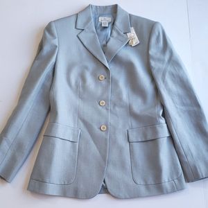 NWT Brooks Brothers 346 Light blue herringbone blazer, silk wool linen, size 8